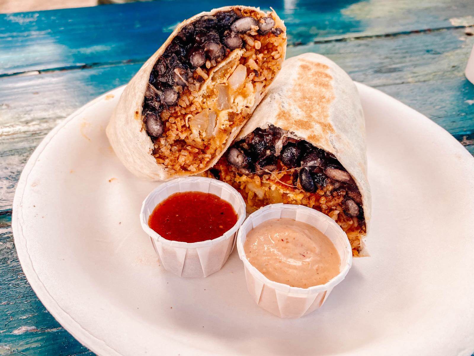 Breakfast at one of the few Hana Maui Restaurants Breakfast burrito at one of the few Hana Maui Restaurants
