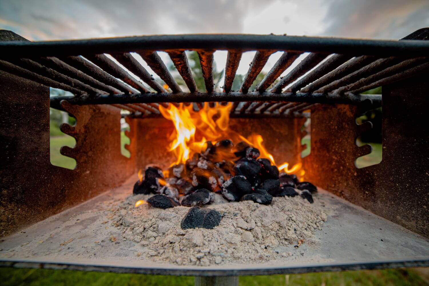 Charcoal light under a grill at camp Olowalu on Maui