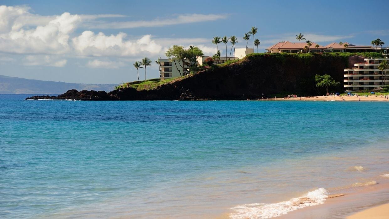 Black rock in Ka'anapali Beach Maui Hi