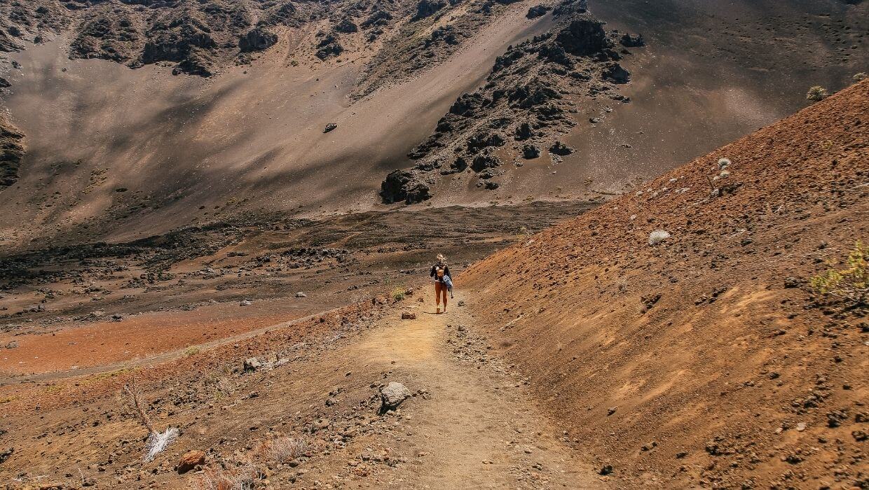 Hiking Haleakala Crater-2 Hiking sliding sands trail through Haleakala Crater
