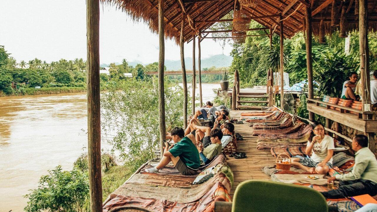 Eating at Utopia in Luang Prabang, Laos