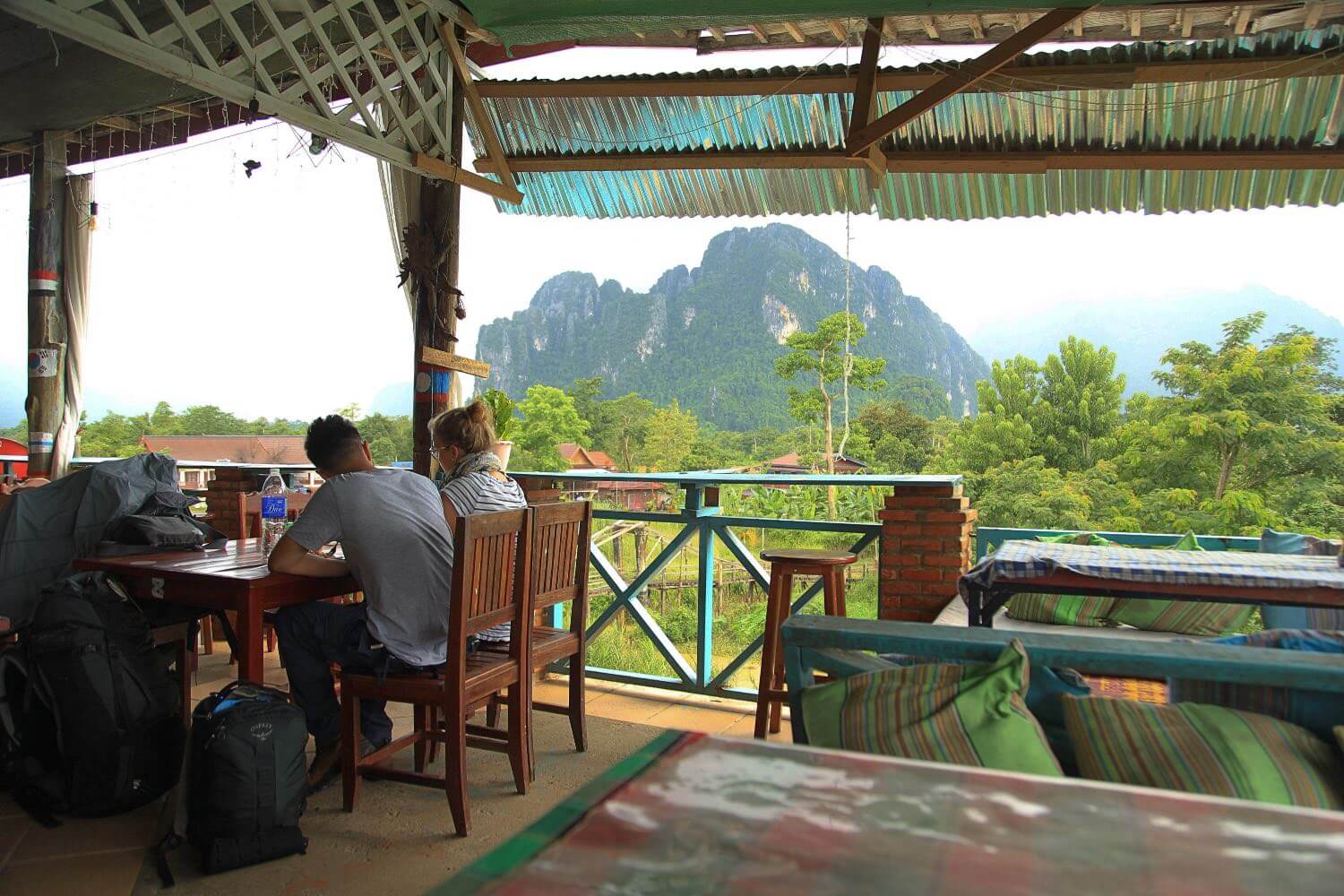 a riverside restaurant in Vang Vieng, Laos