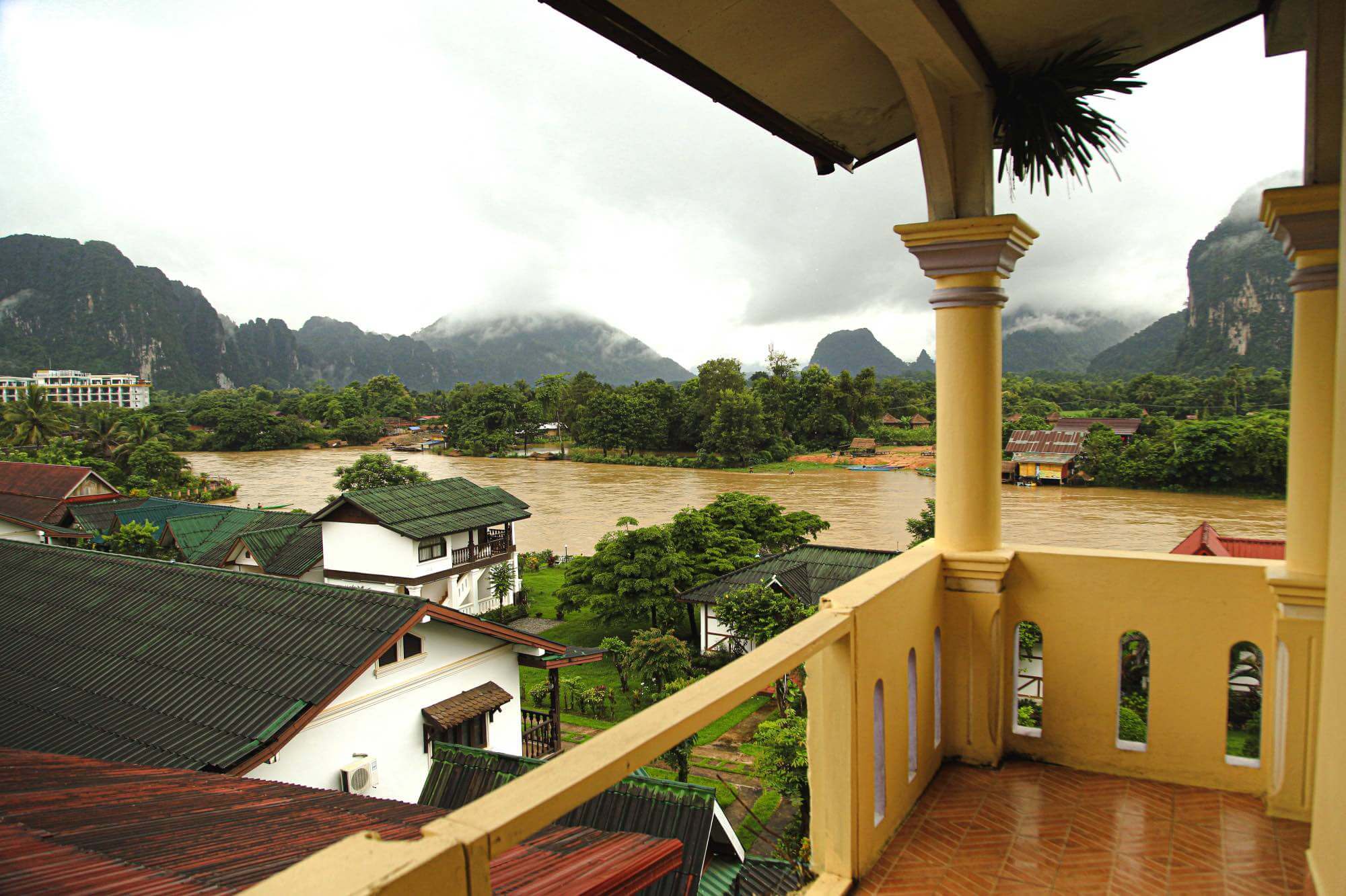 View of the Nam Song River in Vang Vieng Laos View of the river in Vang Vieng Laos