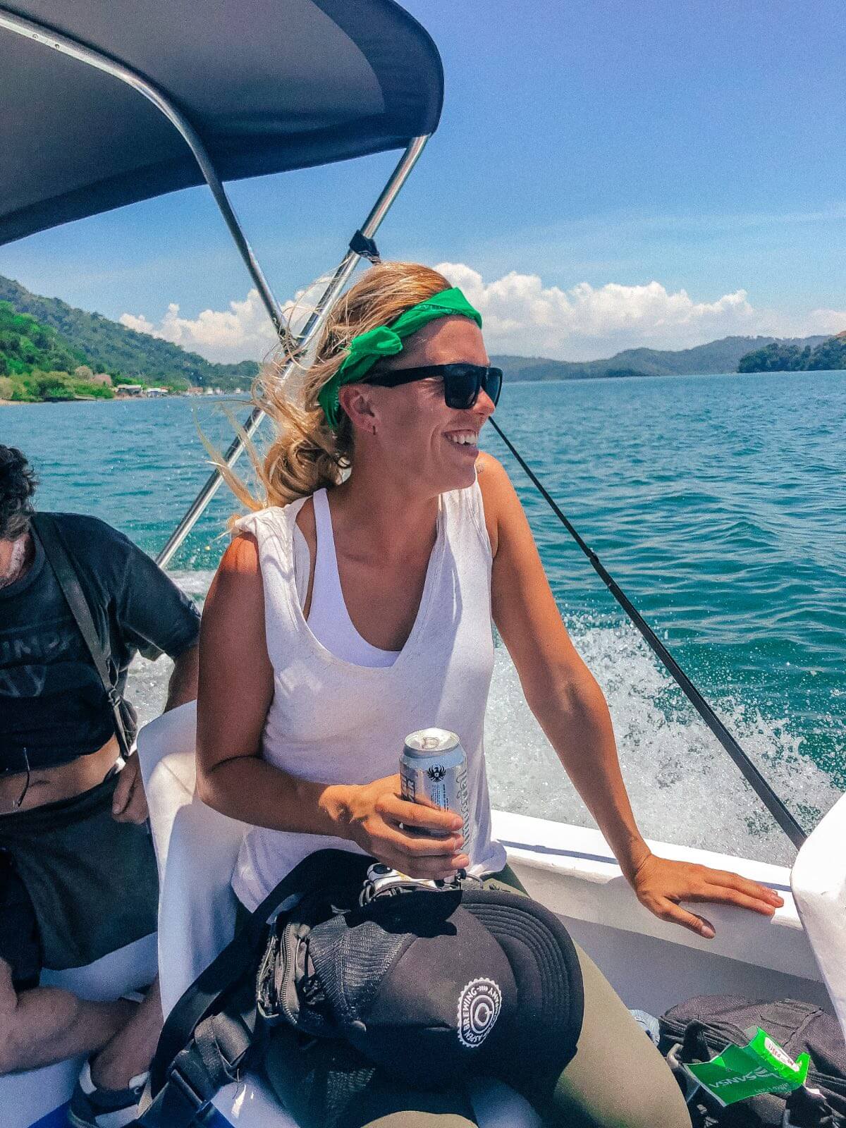On the boat from Golfito-2 Jess on the boat from Golfito to Zancudo, Costa Rica