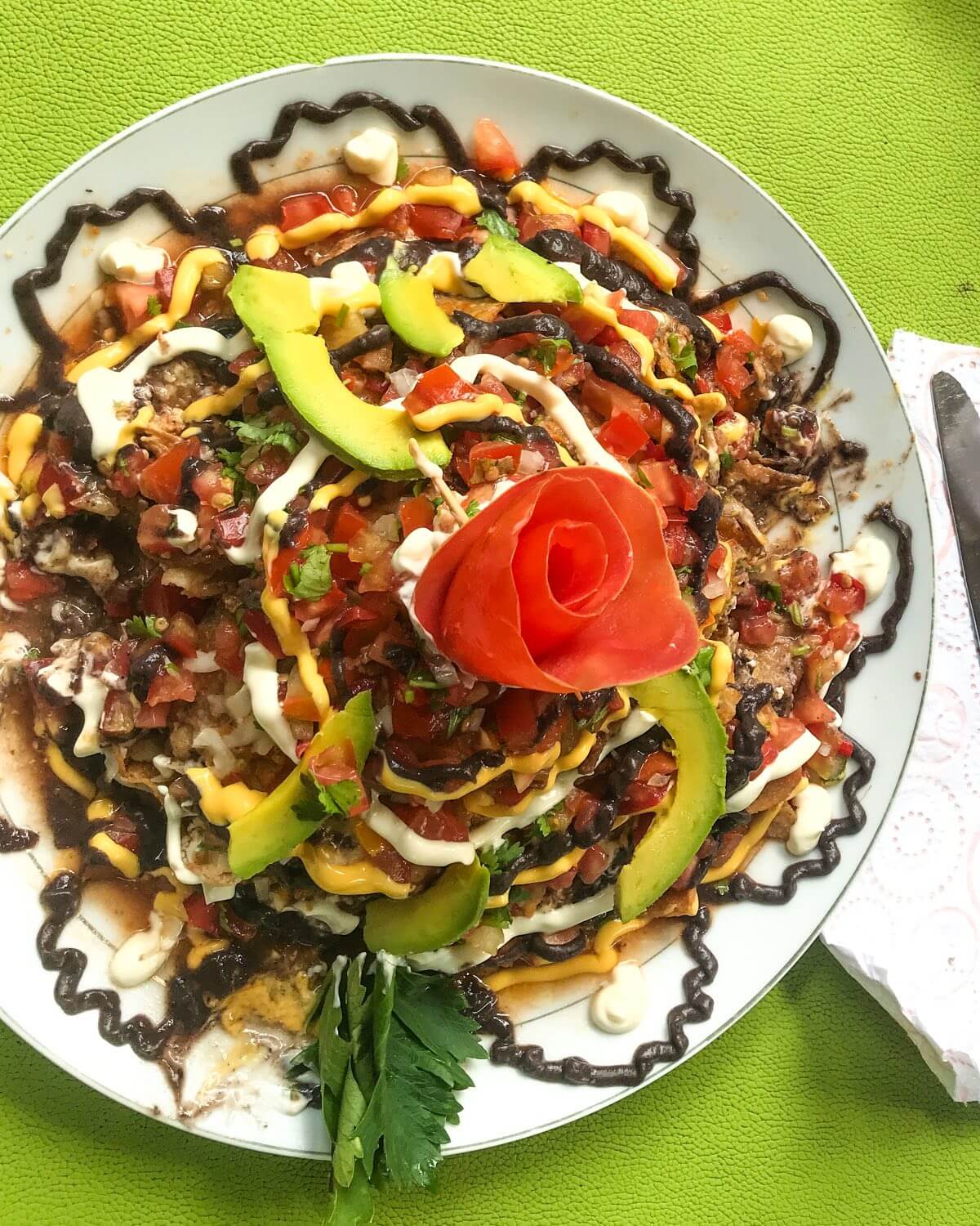 Nachos at Carlos place Tico meal in Zancudo, Costa Rica