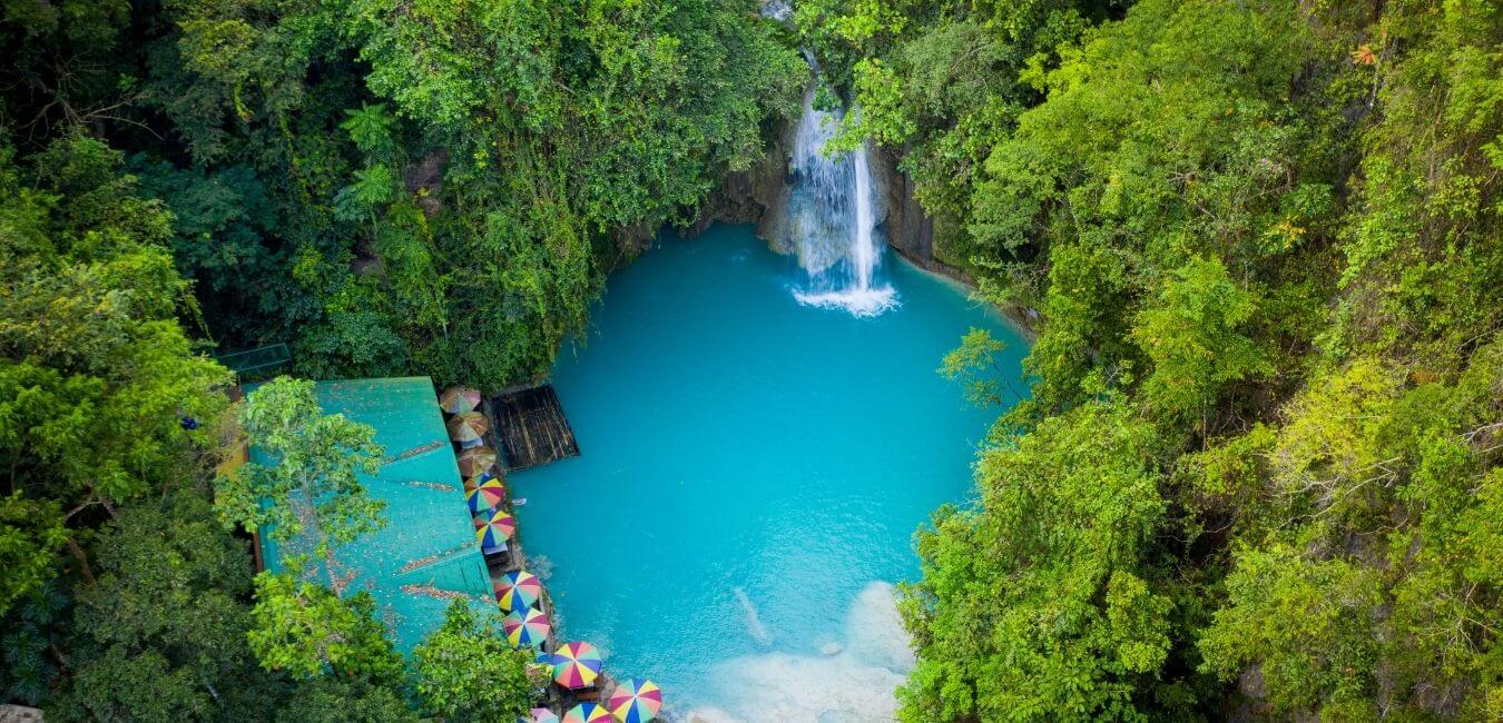 Aerial view of Kawasan Falls Philippines Aerial view of Kawasan Falls Philippines