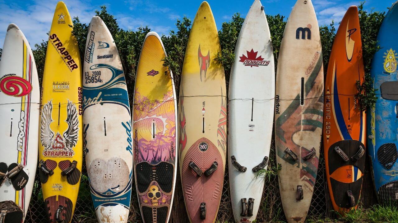 The surfboard wall in Paia