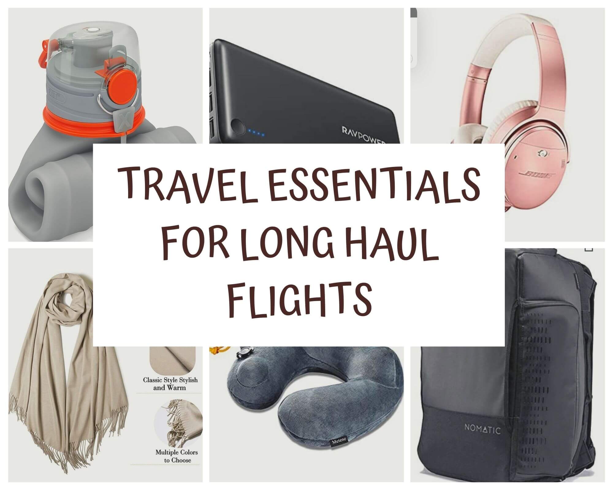 Travel essentials for a long haul flight with I'm Jess Traveling 