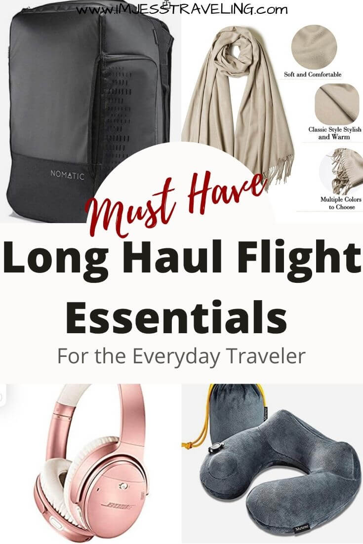 Long Haul flight Essentials with I'm Jess Traveling Long Haul Flight essentials checklist