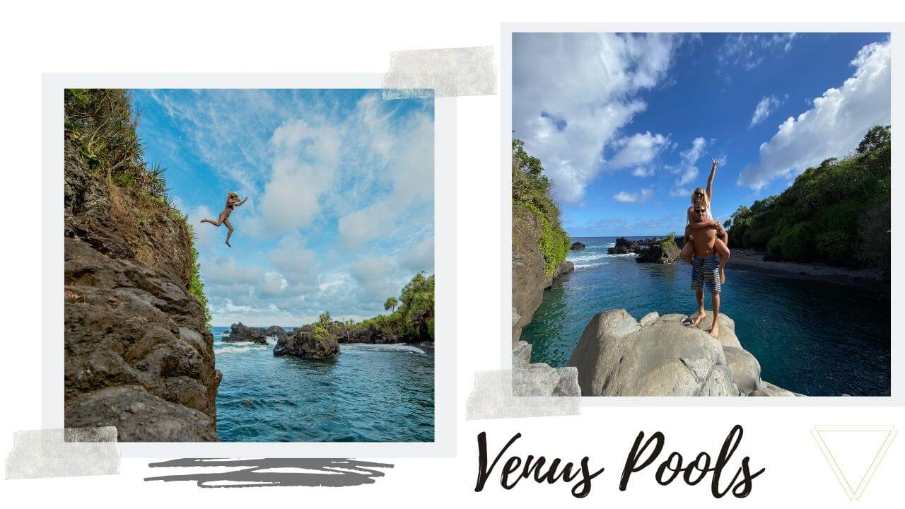 Cliff jumping in Venus Pools Venus Pools in Hana Hawaii