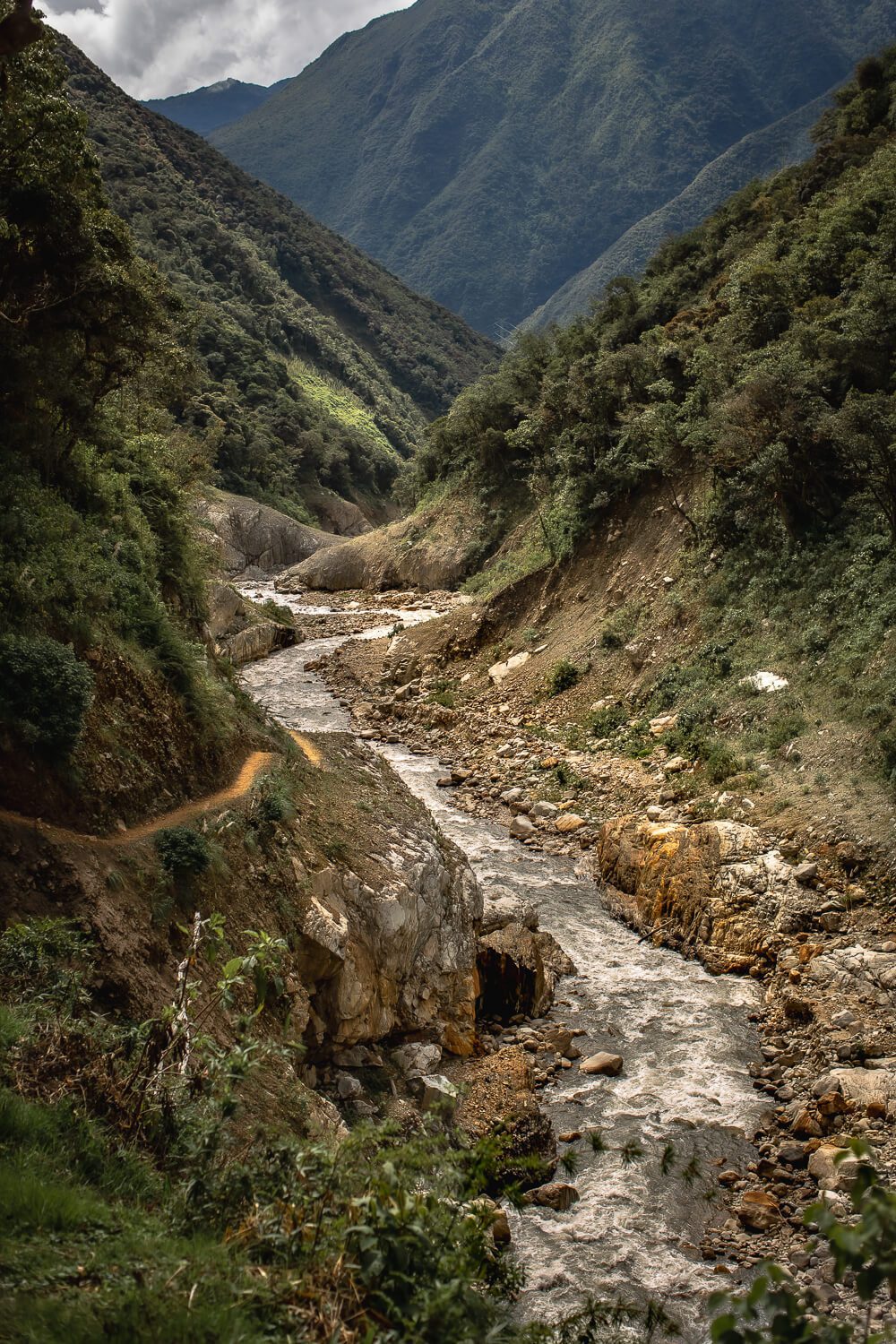 The river running through the canyon in Peru