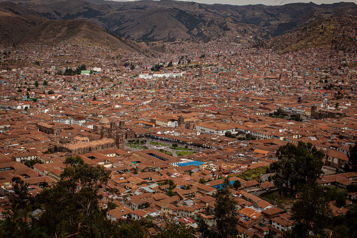Aerial Views of Cusco, Peru View of Cusco from Above at Santo Domingo