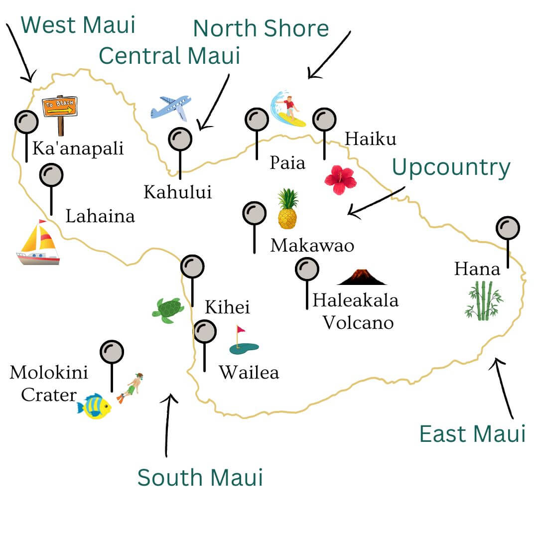 Maui Travel Guide Map Map of Maui