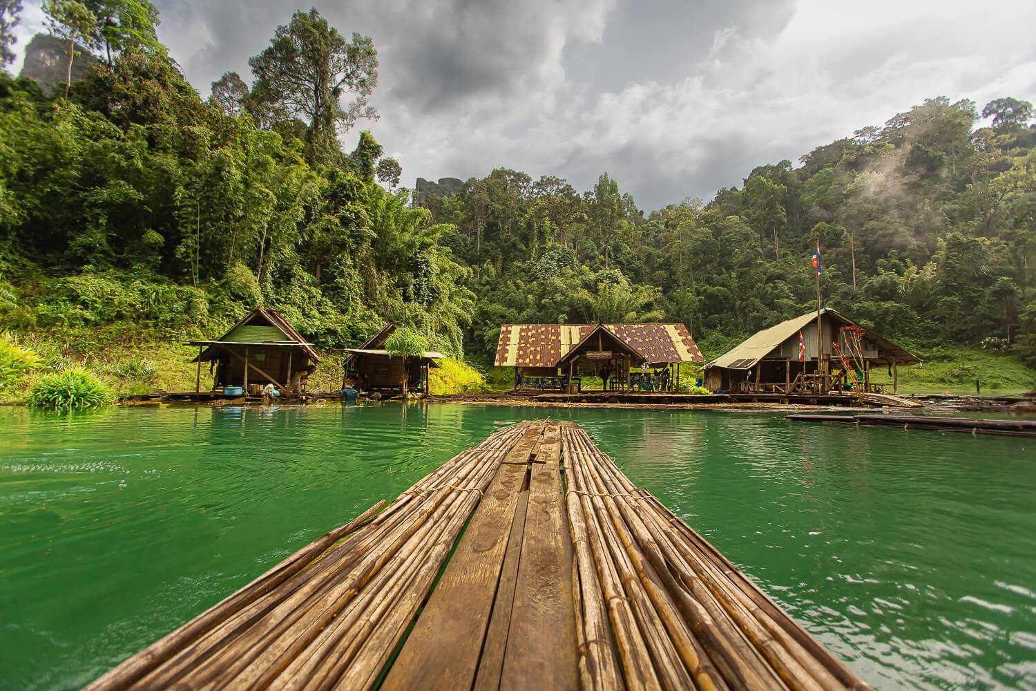 Bamboo raft in Khao Sok National Park Bamboo raft in Khao Sok National Park